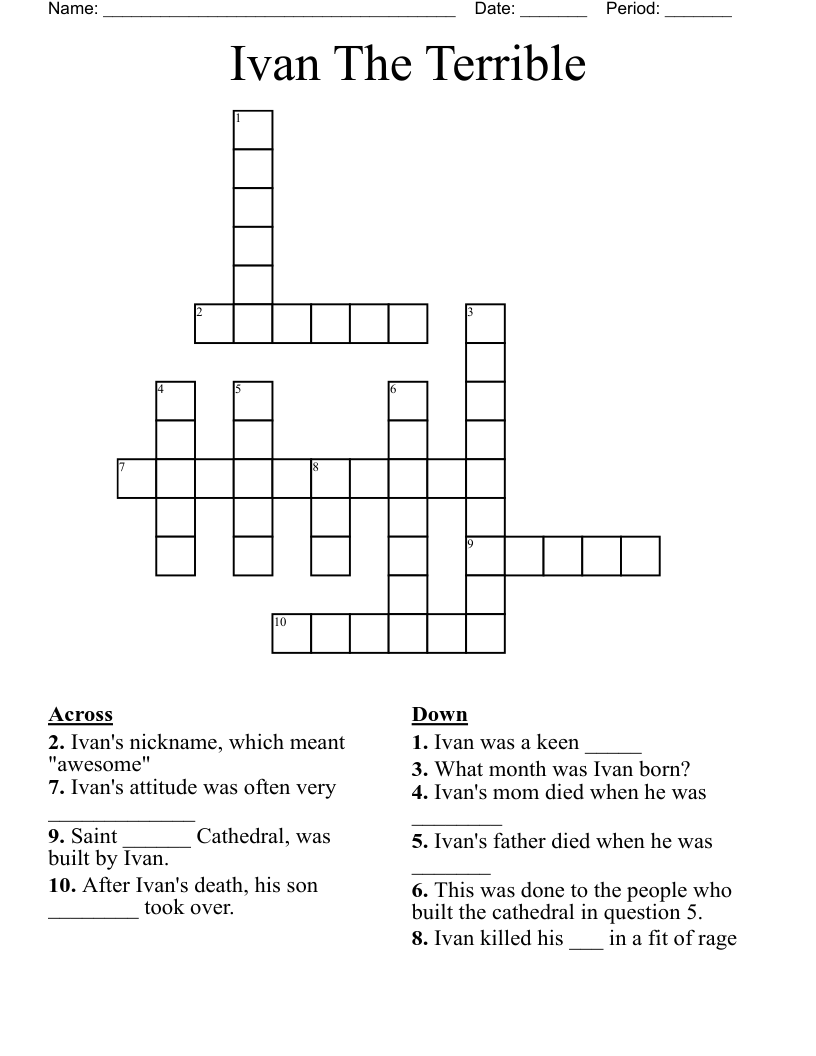 Ivan The Terrible Crossword