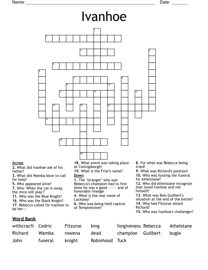 Ivanhoe Crossword