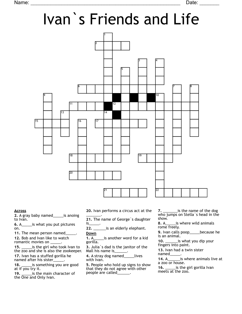 Ivan`s Friends and Life Crossword