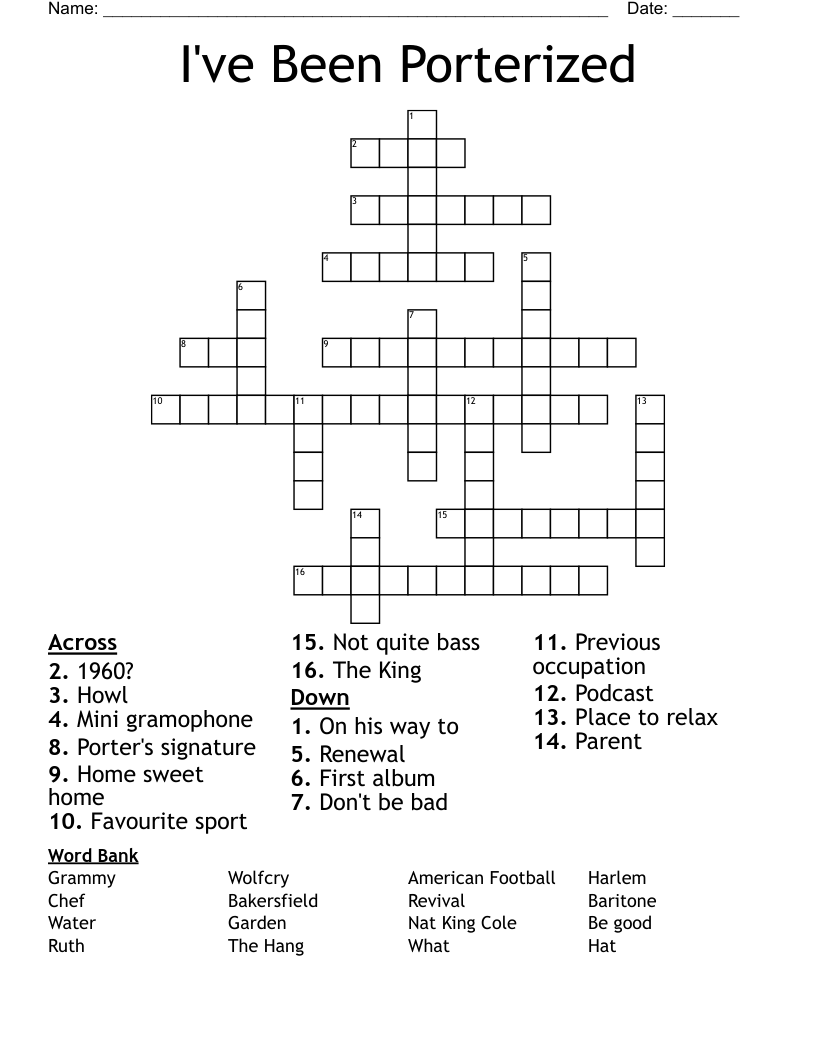 I've Been Porterized Crossword