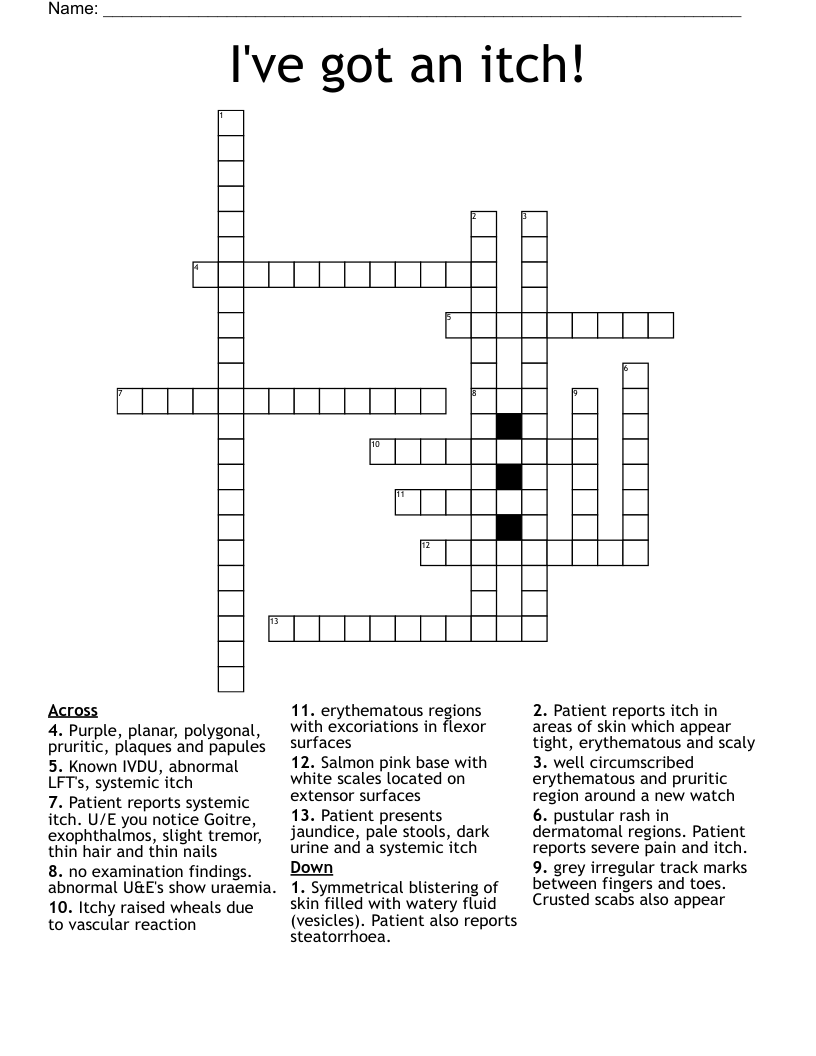 I've got an itch! Crossword