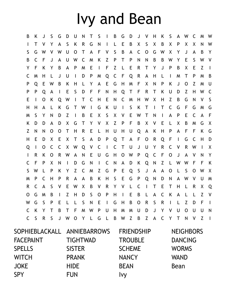 Ivy and Bean Word Search