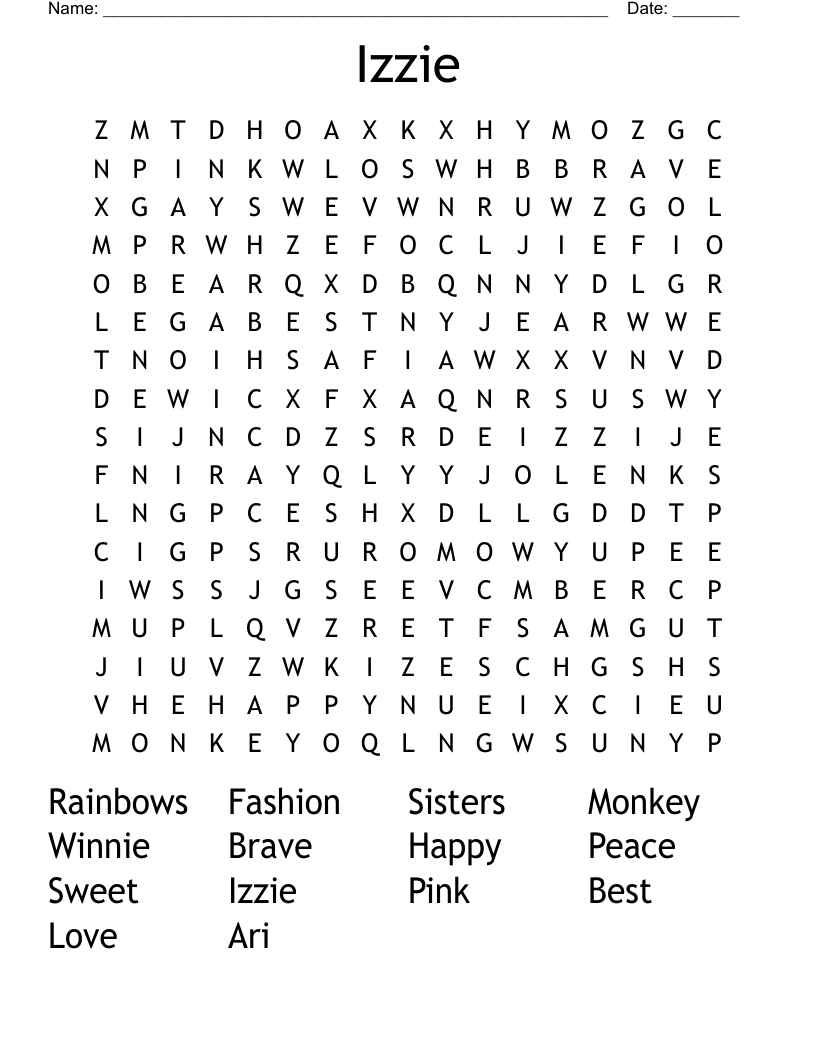 Izzie Word Search