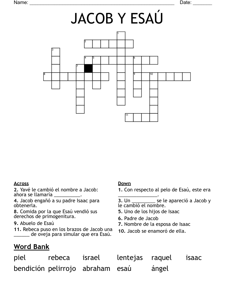 JACOB Y ESAÚ Crossword