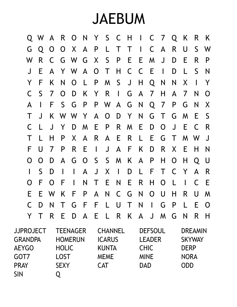 JAEBUM Word Search