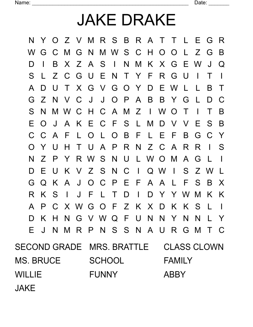 JAKE DRAKE Word Search