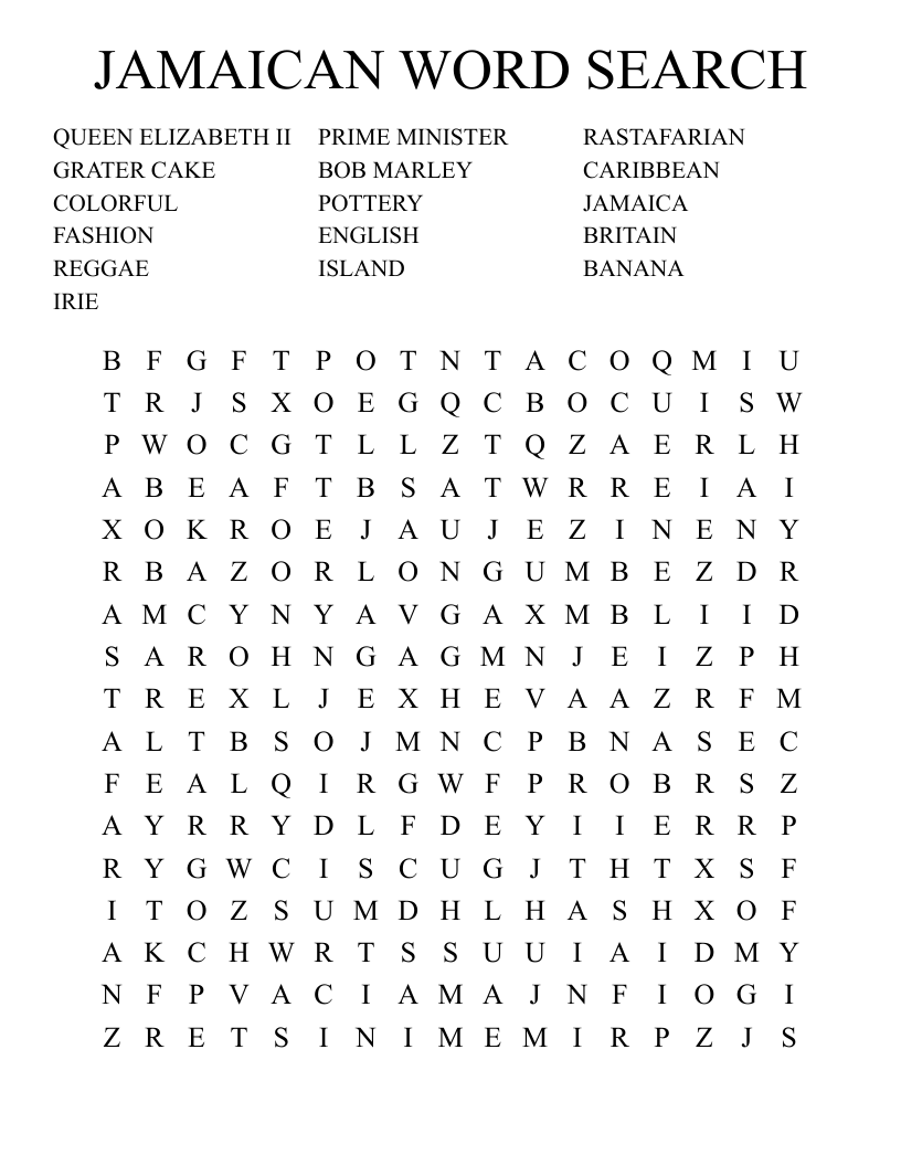 JAMAICAN WORD SEARCH