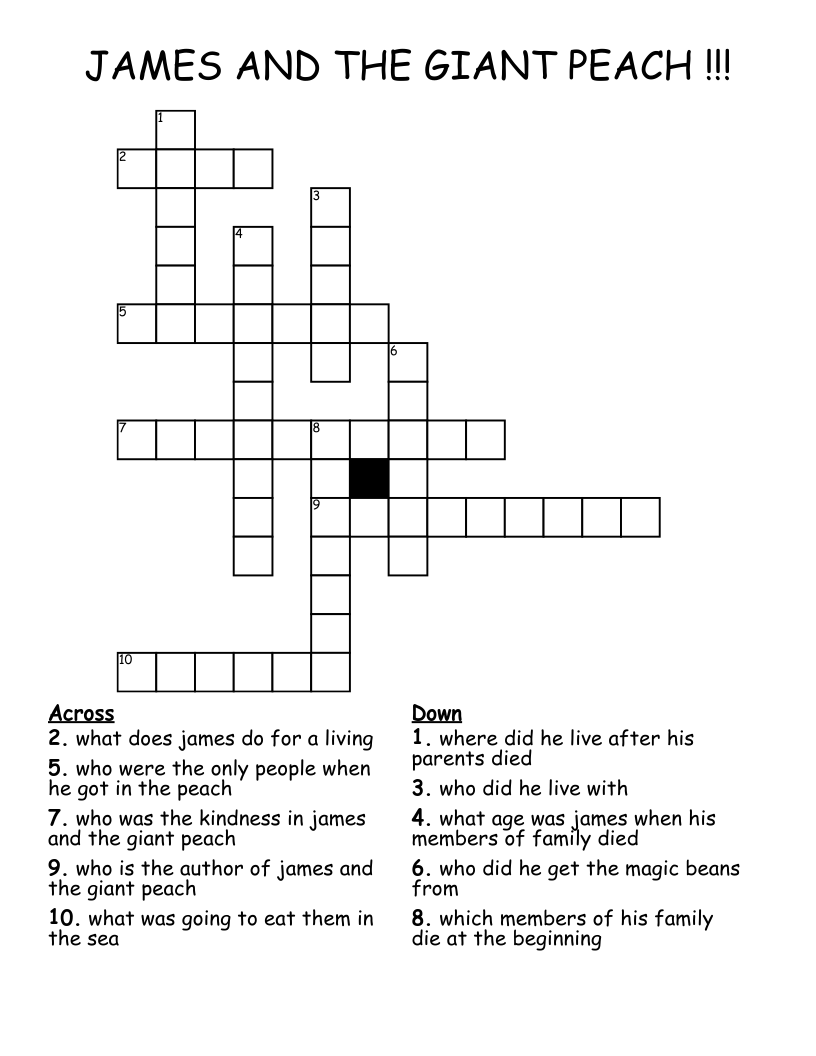 JAMES AND THE GIANT PEACH !!! Crossword