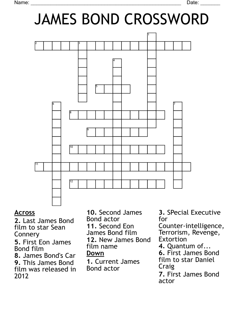 JAMES BOND CROSSWORD
