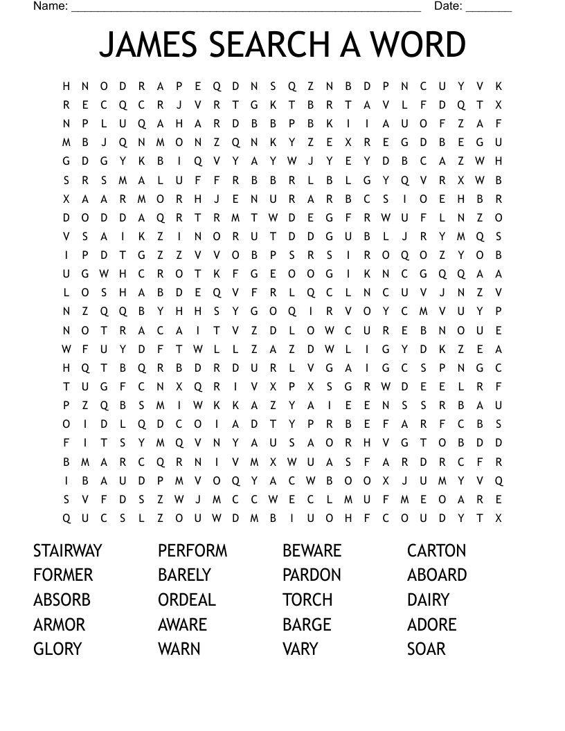 JAMES SEARCH A WORD Word Search