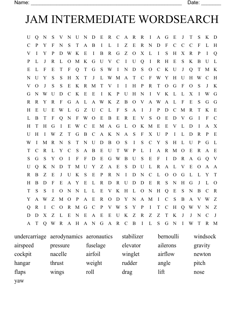 JAM INTERMEDIATE WORDSEARCH