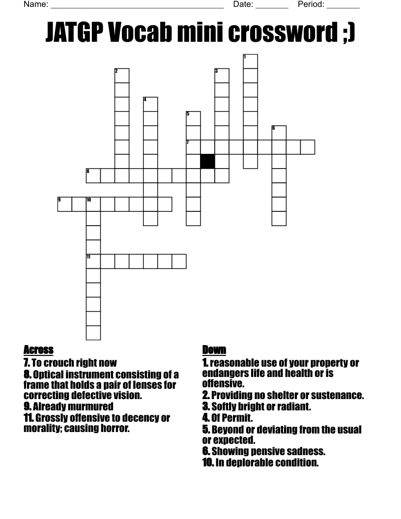 JATGP Vocab mini crossword ;)