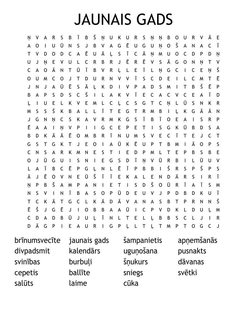 JAUNAIS GADS Word Search