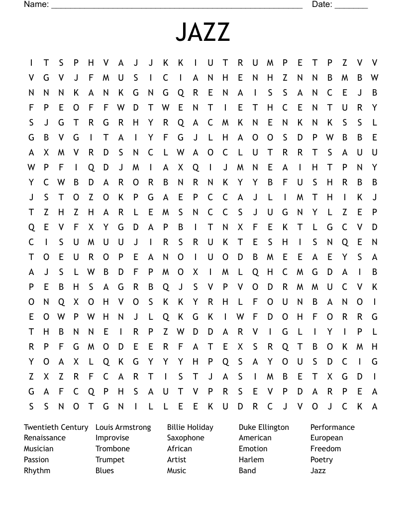 JAZZ Word Search
