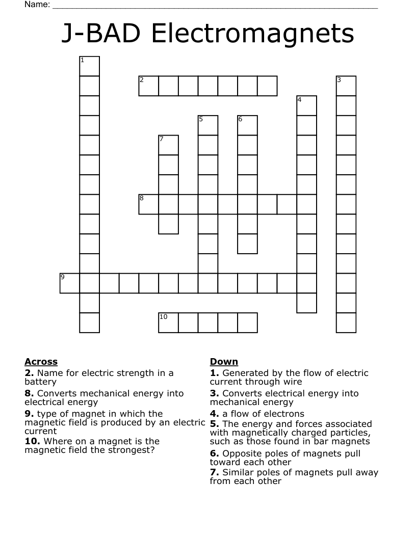 J-BAD Electromagnets Crossword