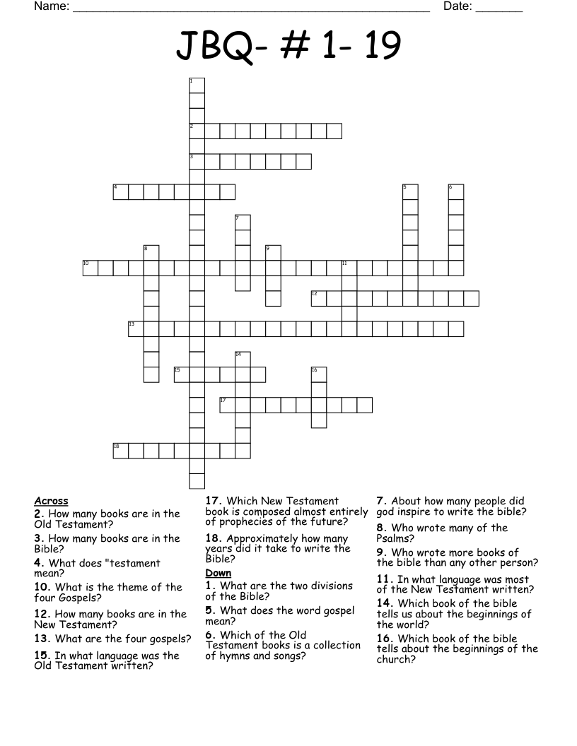 JBQ- # 1- 19 Crossword