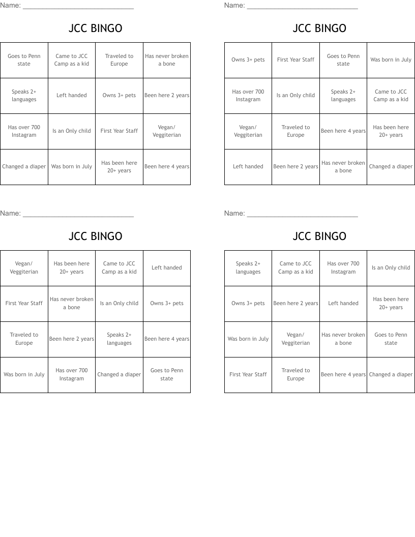 JCC BINGO