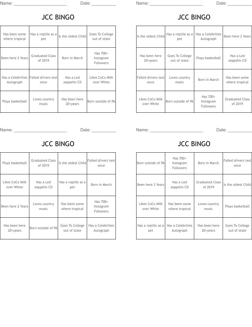 JCC BINGO