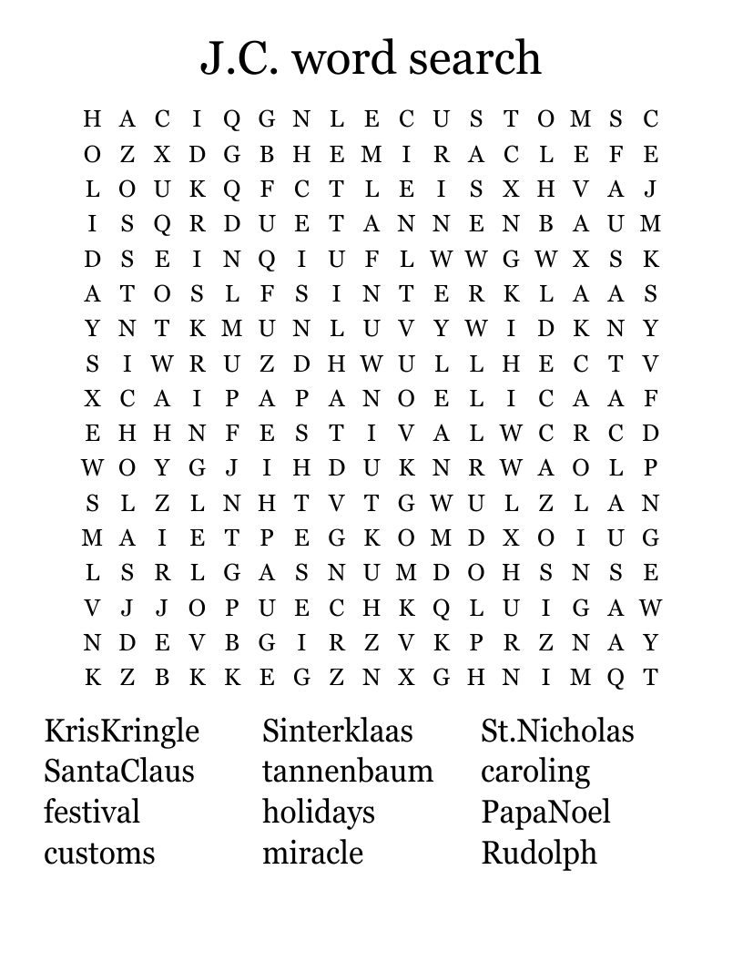 J.C. word search