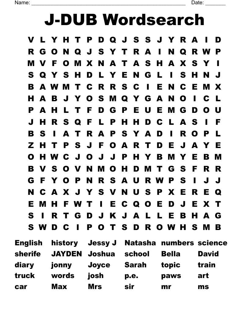 J-DUB Wordsearch