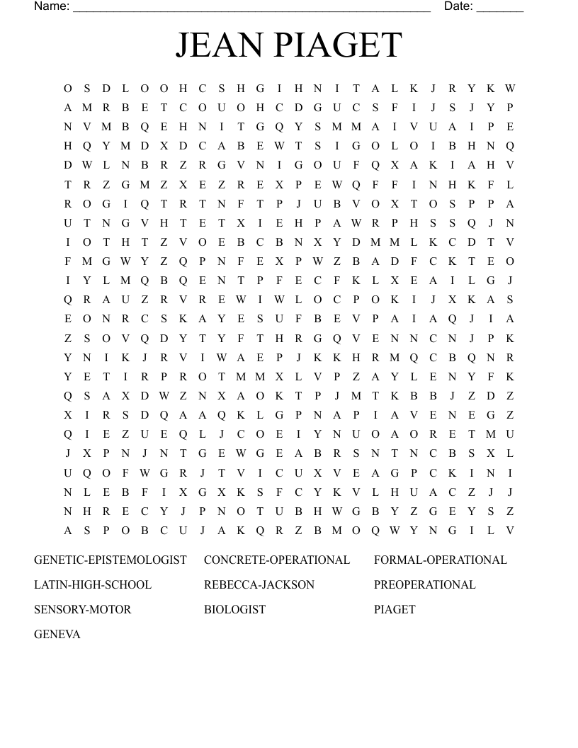 JEAN PIAGET Word Search