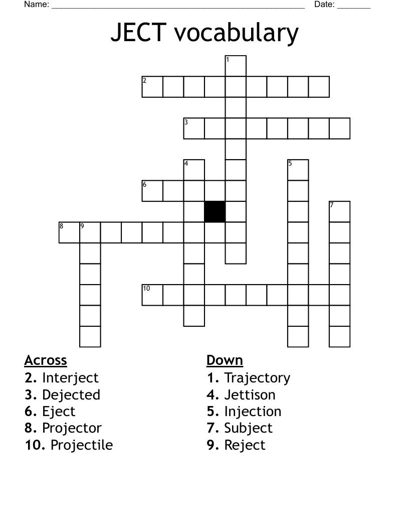 JECT vocabulary  Crossword