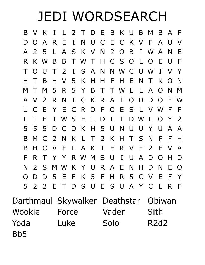 JEDI WORDSEARCH