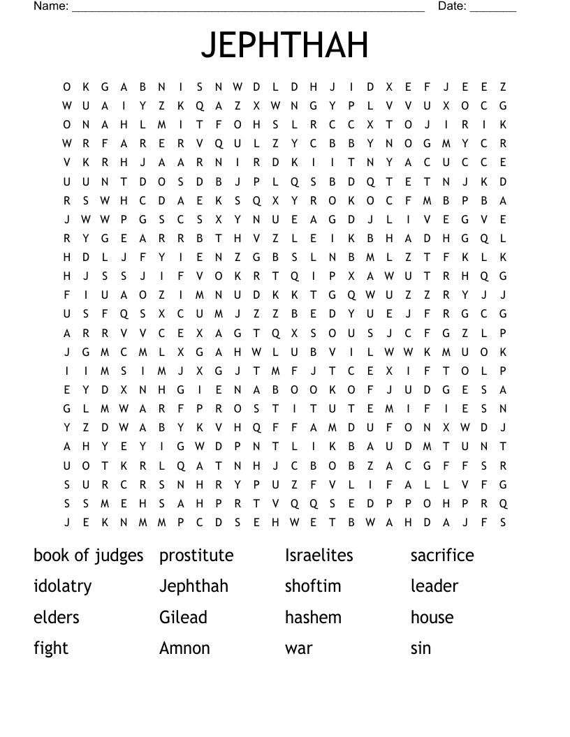 JEPHTHAH Word Search