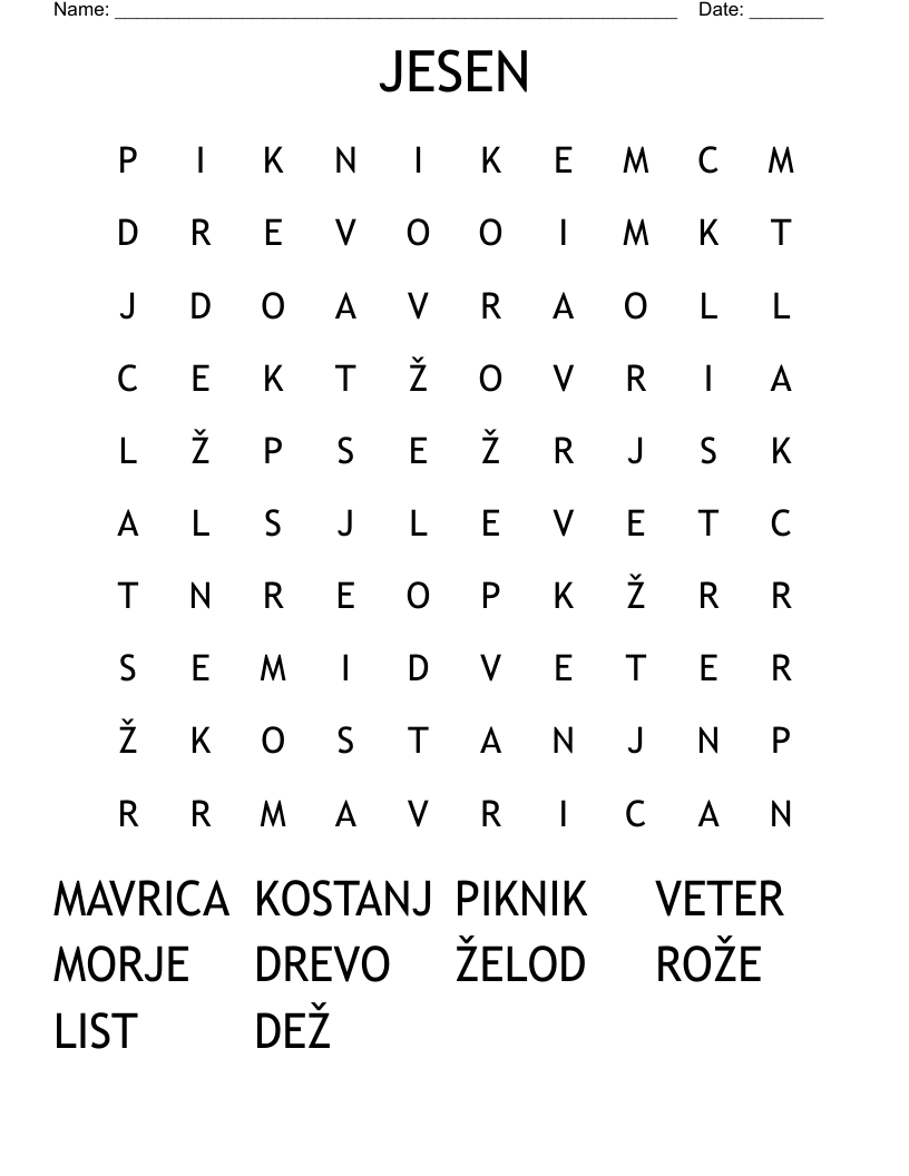 JESEN Word Search