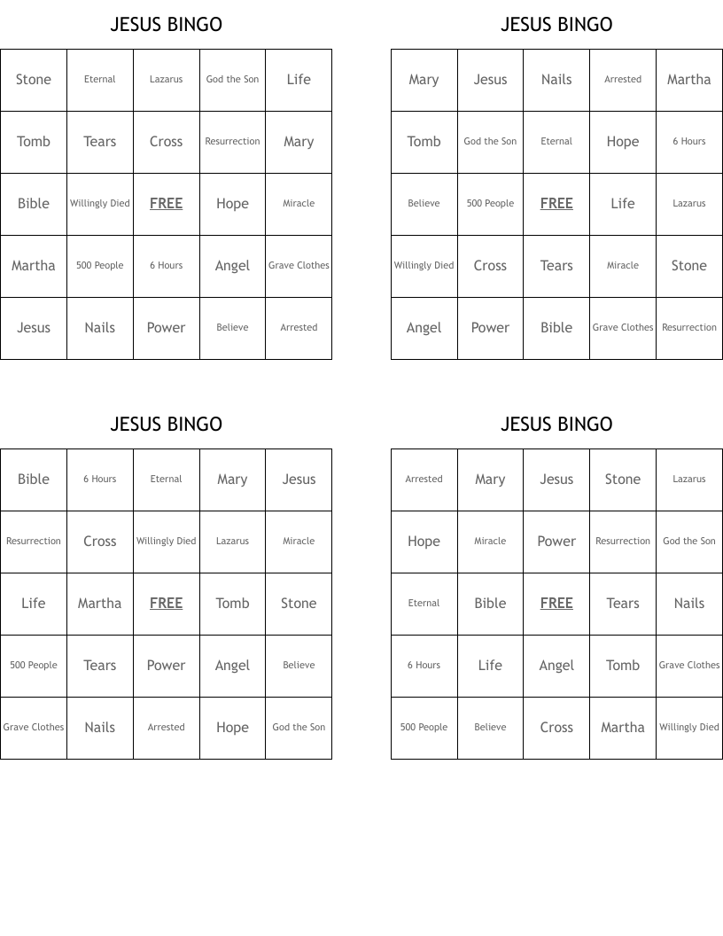 JESUS BINGO