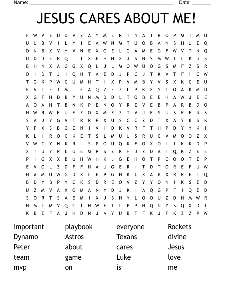 JESUS CARES ABOUT ME! Word Search