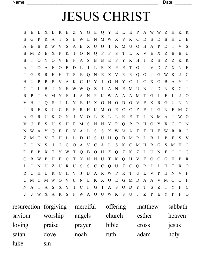 JESUS CHRIST Word Search