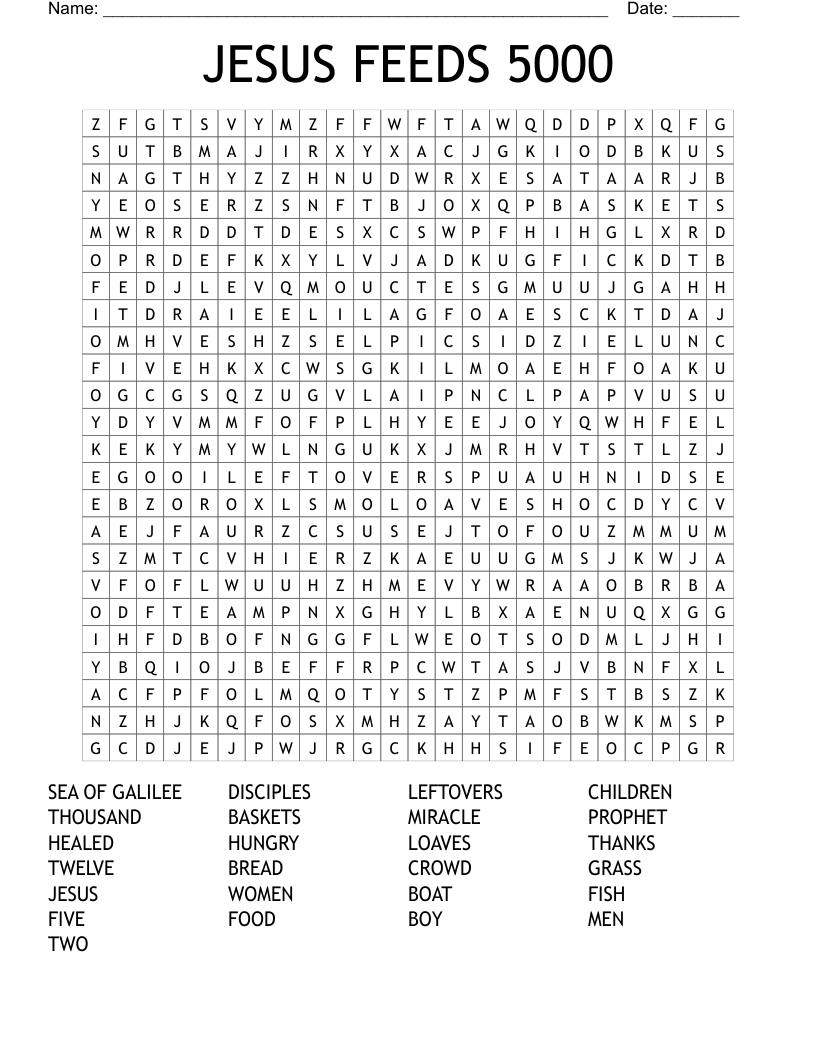 JESUS FEEDS 5000 Word Search