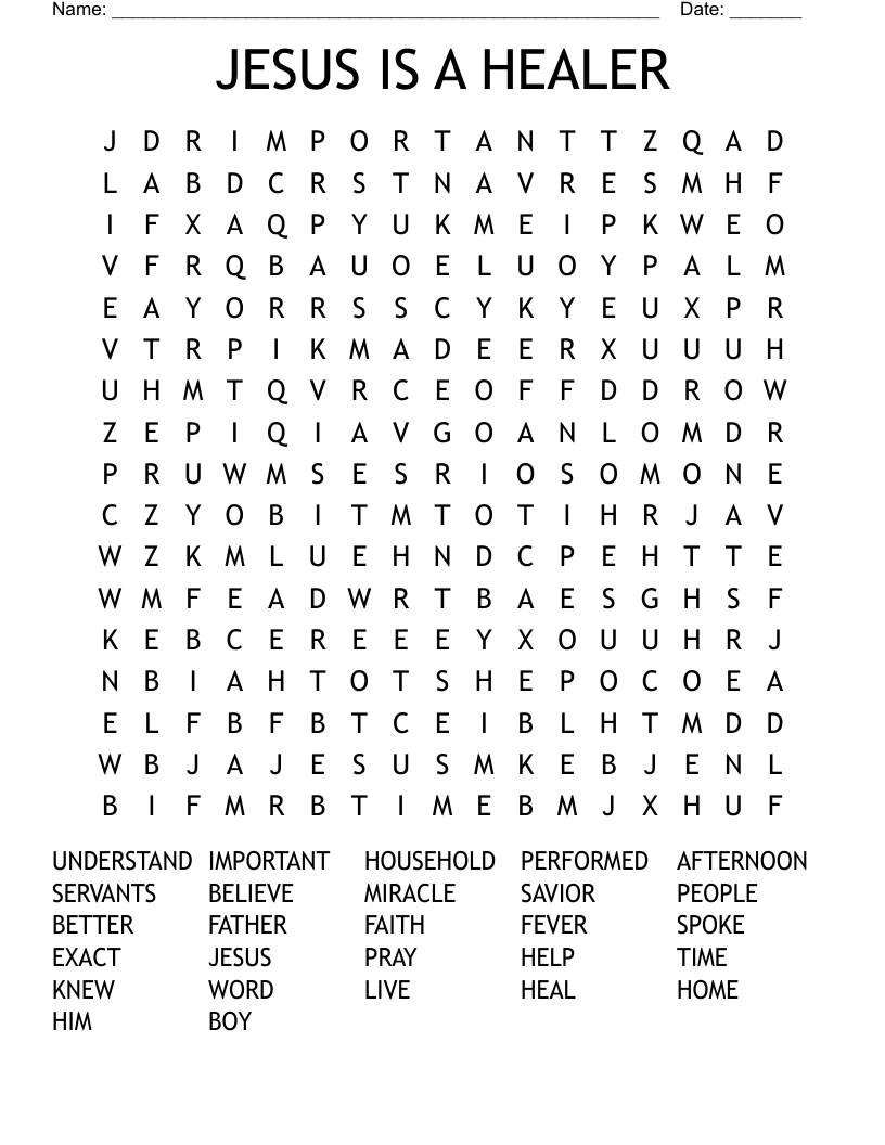 JESUS IS A HEALER Word Search