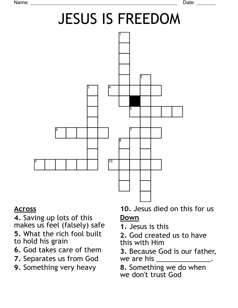JESUS IS FREEDOM Crossword