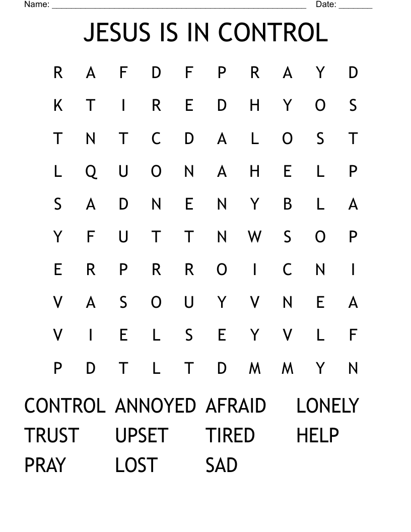 JESUS IS IN CONTROL Word Search