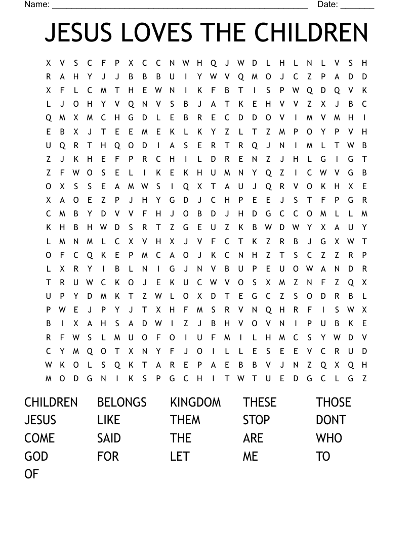 JESUS LOVES THE CHILDREN Word Search