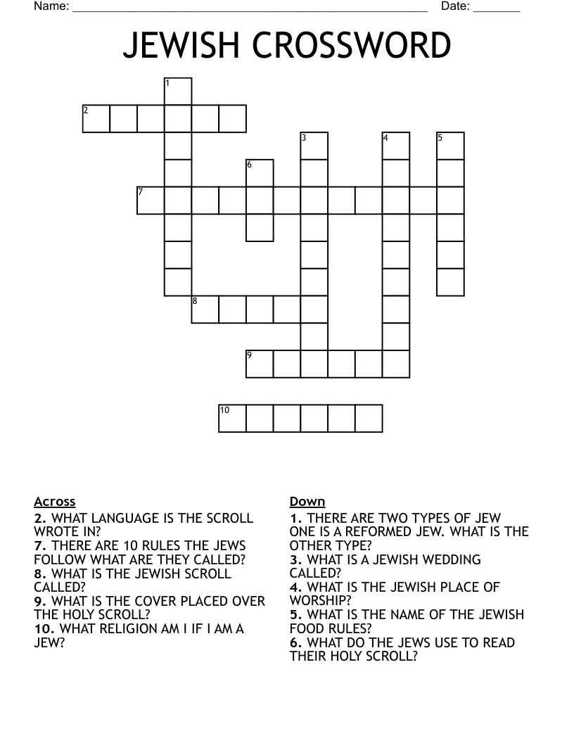 JEWISH CROSSWORD