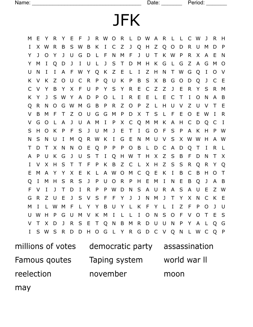 JFK Word Search