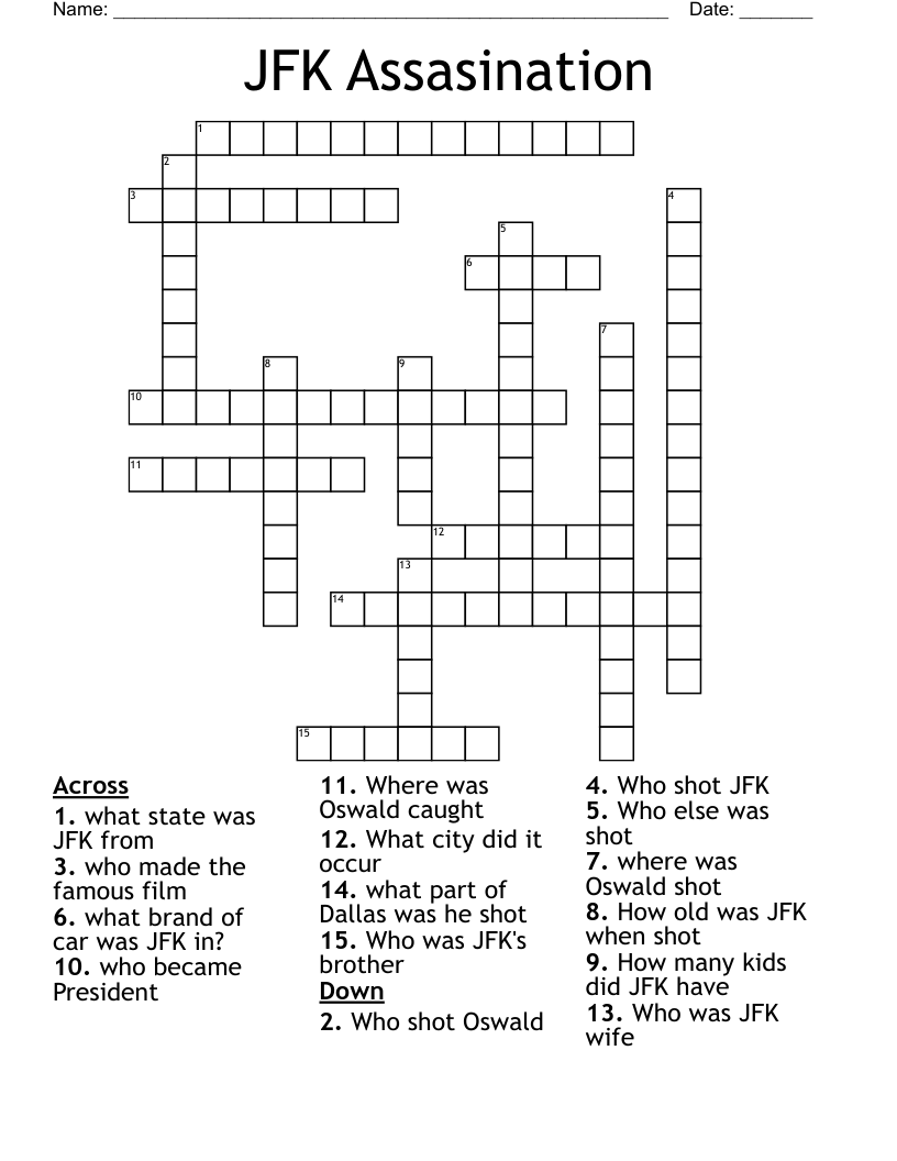 JFK Assasination Crossword
