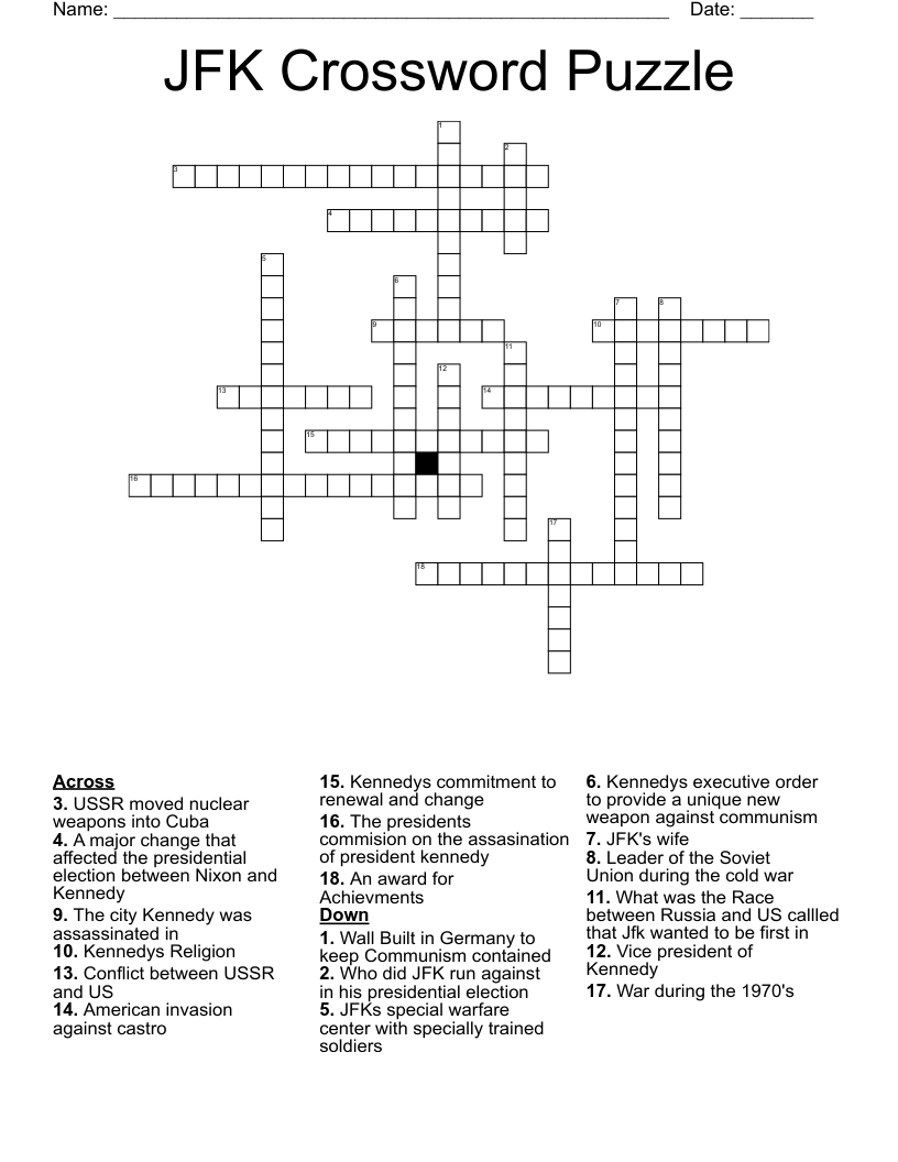 JFK Crossword Puzzle