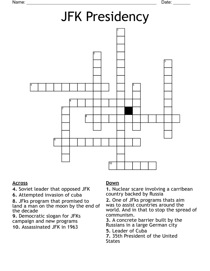 JFK Presidency Crossword