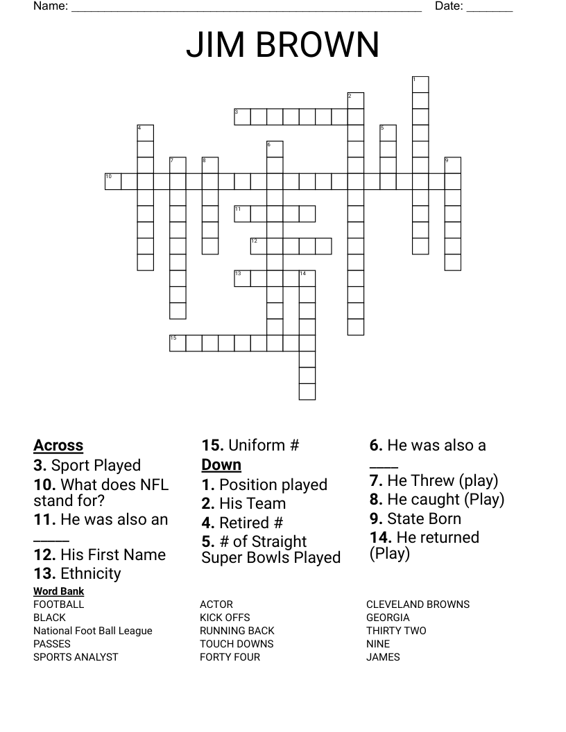 JIM BROWN  Crossword