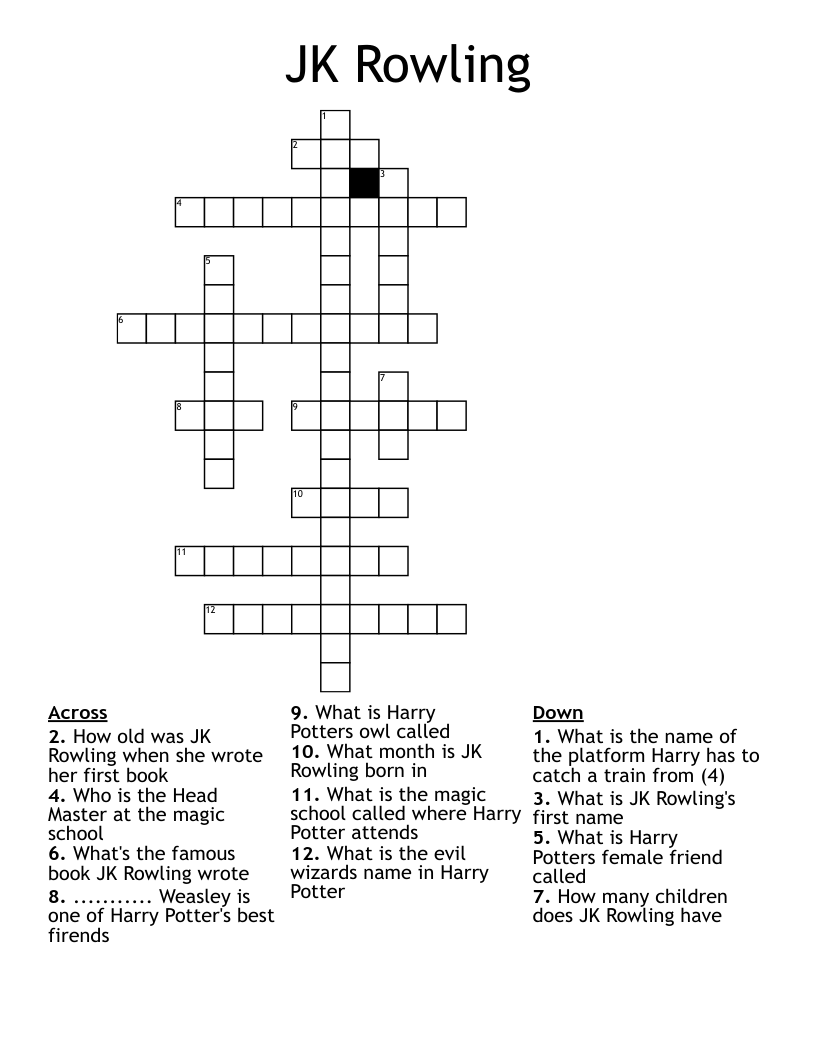 JK Rowling Crossword
