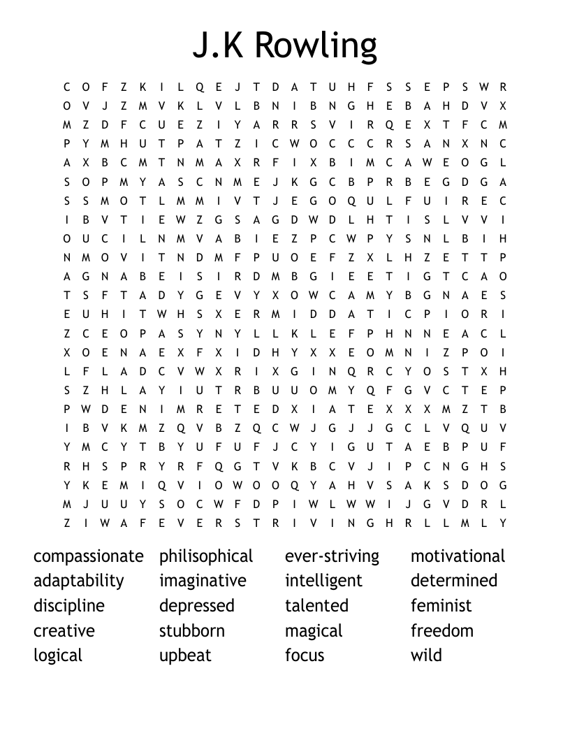 J.K Rowling  Word Search