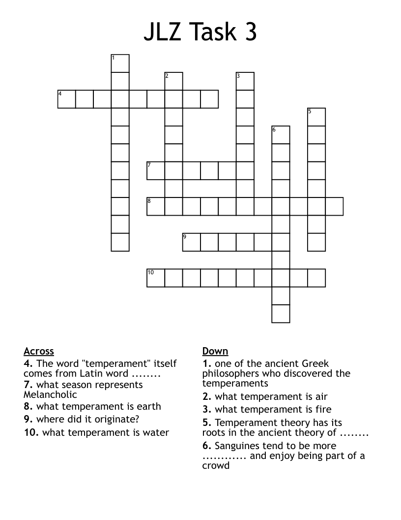 JLZ Task 3 Crossword