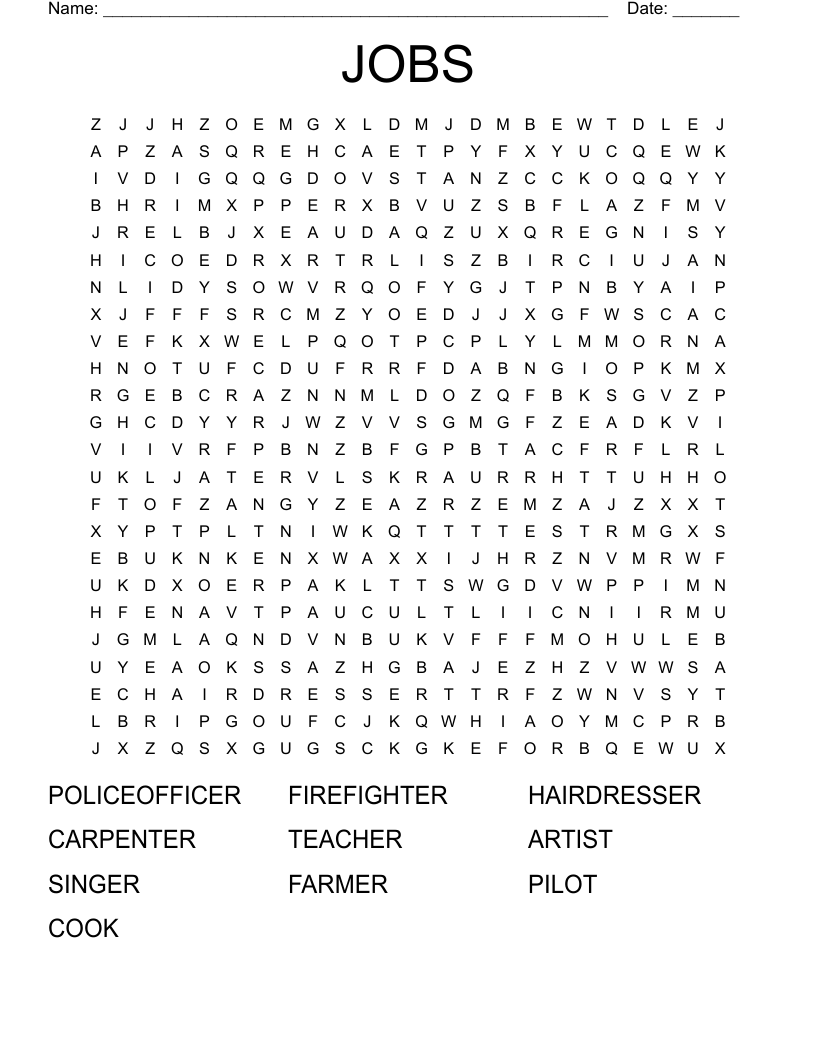 JOBS Word Search