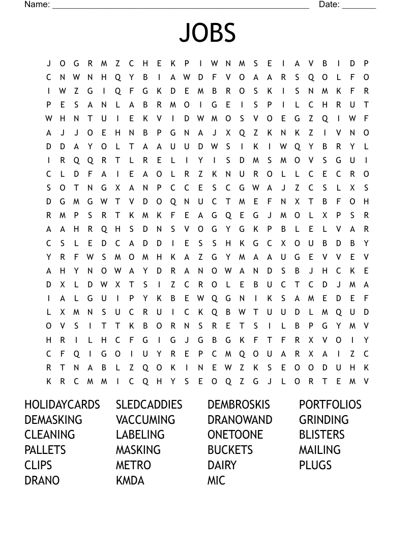 JOBS Word Search