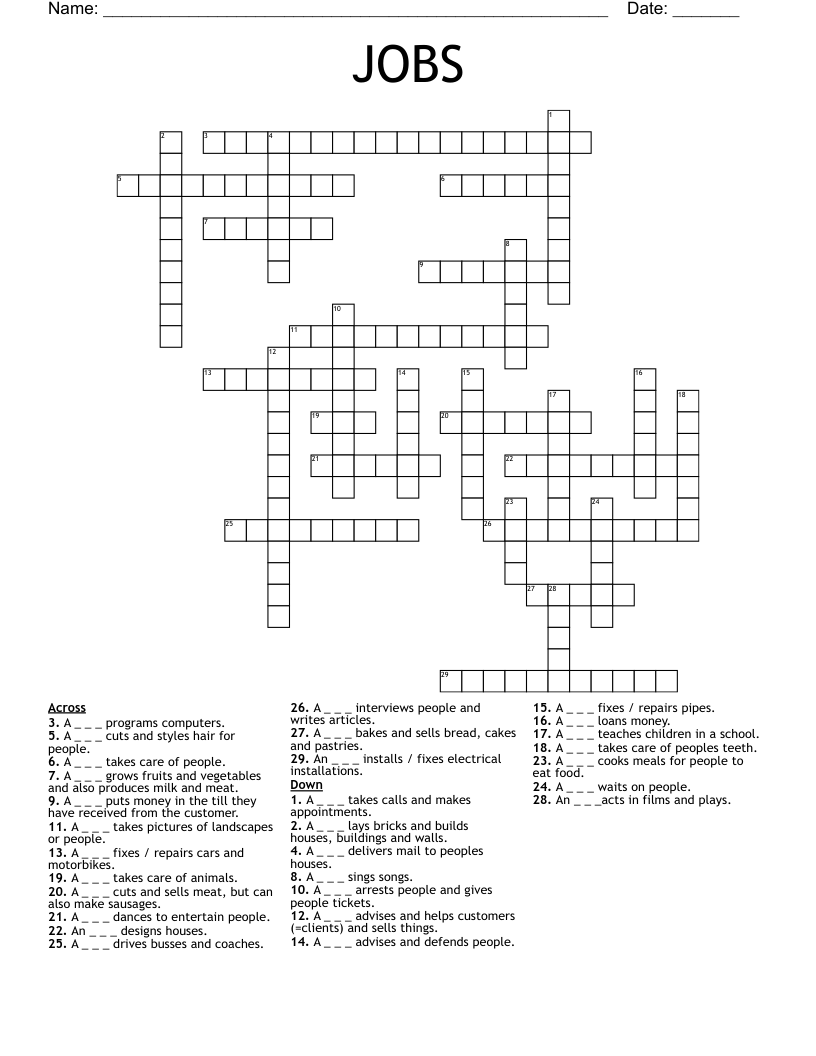 JOBS Crossword
