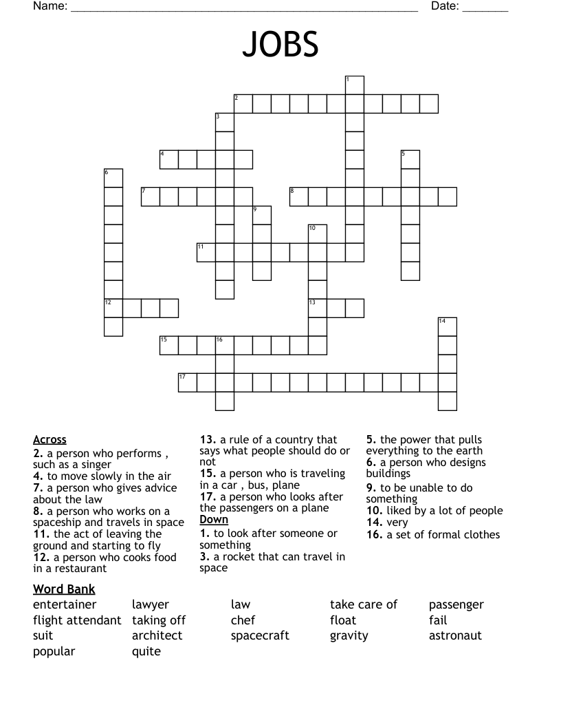 JOBS Crossword